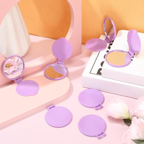 Saysurey 24 Pcs Mini Purple Compact Mirror Bulk for Women Small Round Portable Purple Mirror Makeup Folding Pocket Travel Accessories for Graduation Party Favor Coworker Nurse, 2.8 x 2.4 Inch - Image 5