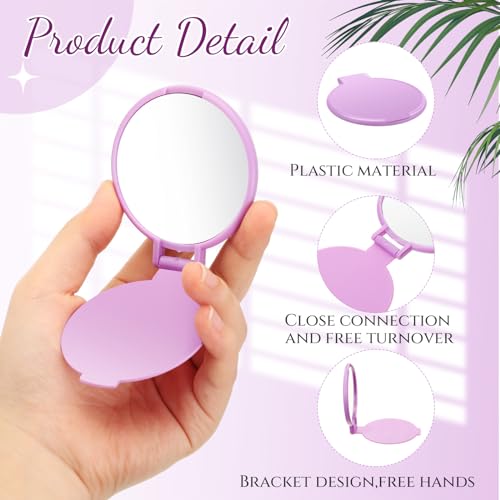 Saysurey 24 Pcs Mini Purple Compact Mirror Bulk for Women Small Round Portable Purple Mirror Makeup Folding Pocket Travel Accessories for Graduation Party Favor Coworker Nurse, 2.8 x 2.4 Inch - Image 3