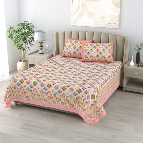 DE CAMA Since 1997 | 100% Cotton 300 TC Premium King Size Bedsheet for Double Bed (90 x 108 Inch) with 2 Pillow Covers Set (17 x 27 Inch) Designer Printed Bedsheet Set - Mughal, Multicolor - Image 2