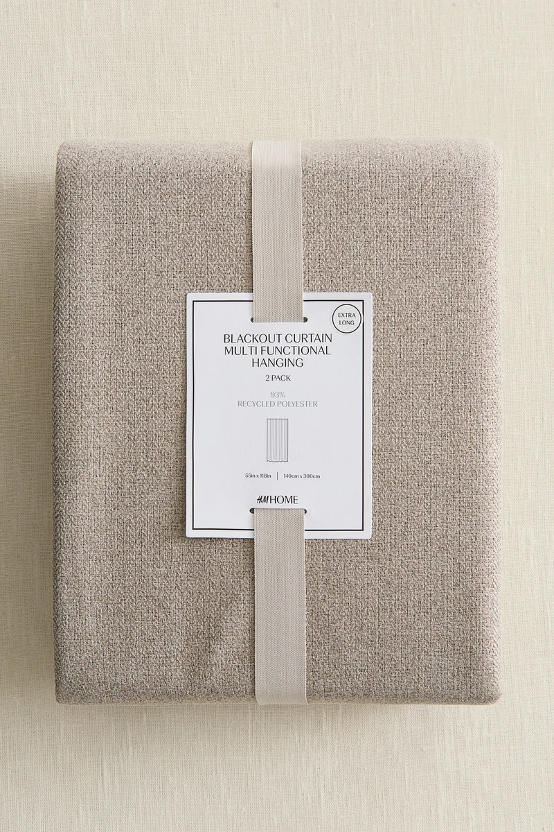 اتش اند ام طقم من قطعتين ستائر معتمة بطول إضافي