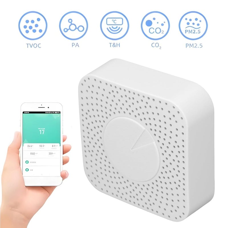 6 in 1 Air Quality Meter, Smart Home Air Detector Temperature Humidity HCHO VOC CO2 PM2.5 Meter - Image 5