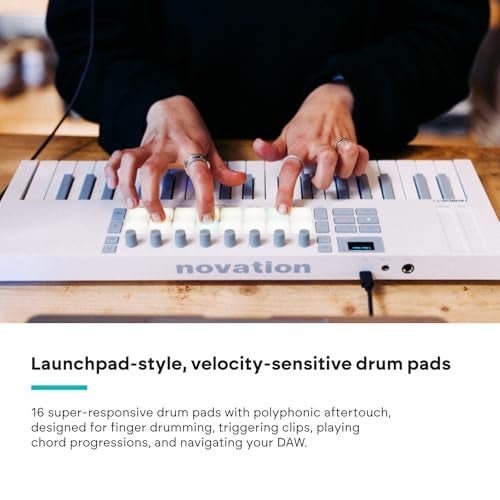Novation Launchkey Mini 37 White MK4 — Portable 37 Mini-Key, USB, MIDI Keyboard with DAW Integration. Chord & Scale Modes, 16 Drum Pads, Arpeggiator, & Includes Music Creation Software Bundle - Image 5