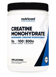 Nutricost Creatine Monohydrate Micronized Creatine Monohydrate, 5g Per Serving, 100 Servings, 500g Per Container, Unflavored, Net Wt. 17.9 Oz (1.1 LB) (500 G), Dietary Supplement  - Image 1