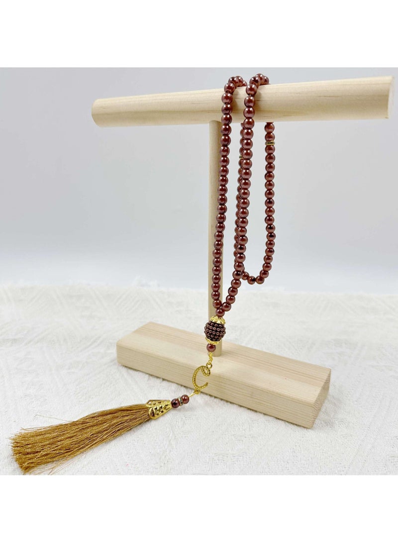 Muslim Prayer Beads, Tasbih 99 Beads Muslim Ramadan Gifts, Muslims Festival Beads Bracelet, Religious Jewelry for Ramadan, Eid, Hajj, Umrah, Wedding, Baby Shower, Brown  - Image 1
