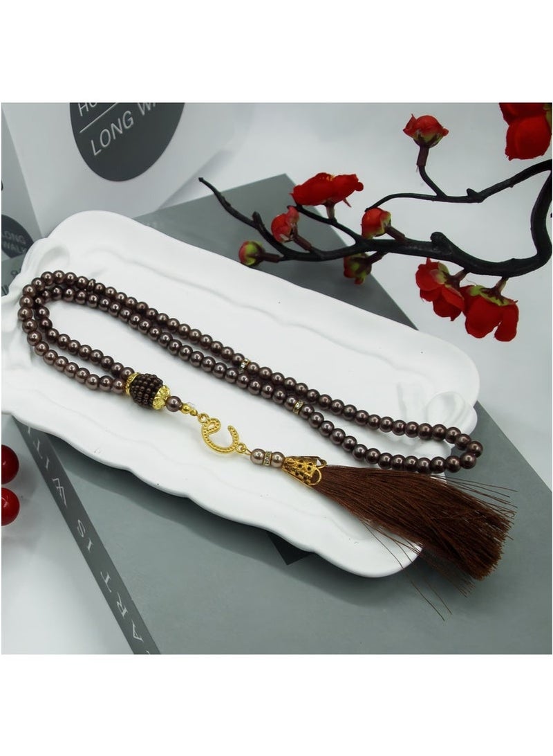 Muslim Prayer Beads, Tasbih 99 Beads Muslim Ramadan Gifts, Muslims Festival Beads Bracelet, Religious Jewelry for Ramadan, Eid, Hajj, Umrah, Wedding, Baby Shower, Brown  - Image 3