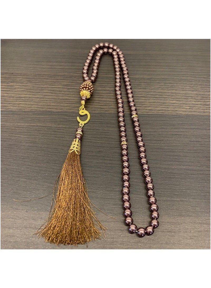 Muslim Prayer Beads, Tasbih 99 Beads Muslim Ramadan Gifts, Muslims Festival Beads Bracelet, Religious Jewelry for Ramadan, Eid, Hajj, Umrah, Wedding, Baby Shower, Brown  - Image 5