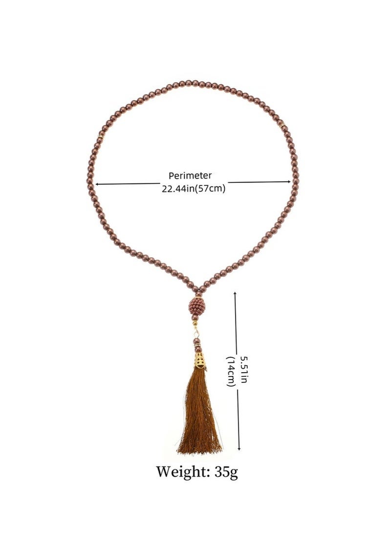 Muslim Prayer Beads, Tasbih 99 Beads Muslim Ramadan Gifts, Muslims Festival Beads Bracelet, Religious Jewelry for Ramadan, Eid, Hajj, Umrah, Wedding, Baby Shower, Brown - Image 5