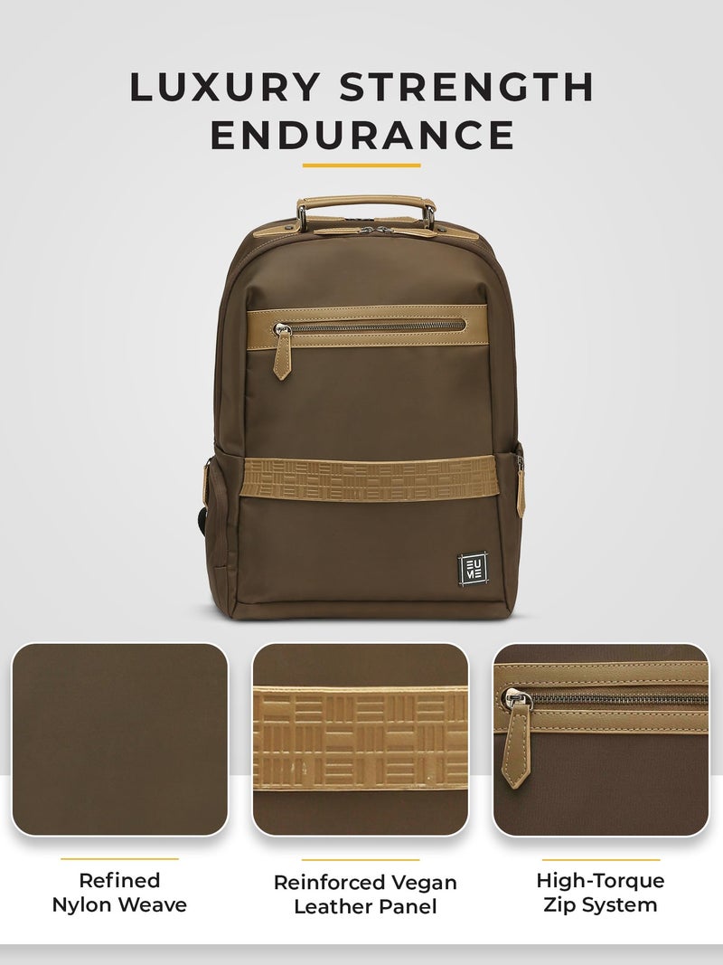 EUME Alpha 27L Laptop Backpack| Premium Stylish Backpack Bag for Man | 2 Large Compartments for Gadgets & Daily Essentials, Fits Upto 15.6" Laptops, | Spacious College/Office Bag | Rustic Brown - Image 5