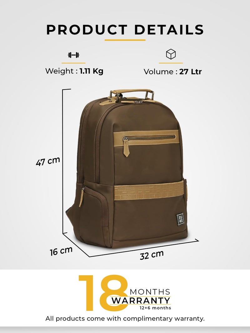 EUME Alpha 27L Laptop Backpack| Premium Stylish Backpack Bag for Man | 2 Large Compartments for Gadgets & Daily Essentials, Fits Upto 15.6" Laptops, | Spacious College/Office Bag | Rustic Brown - Image 3