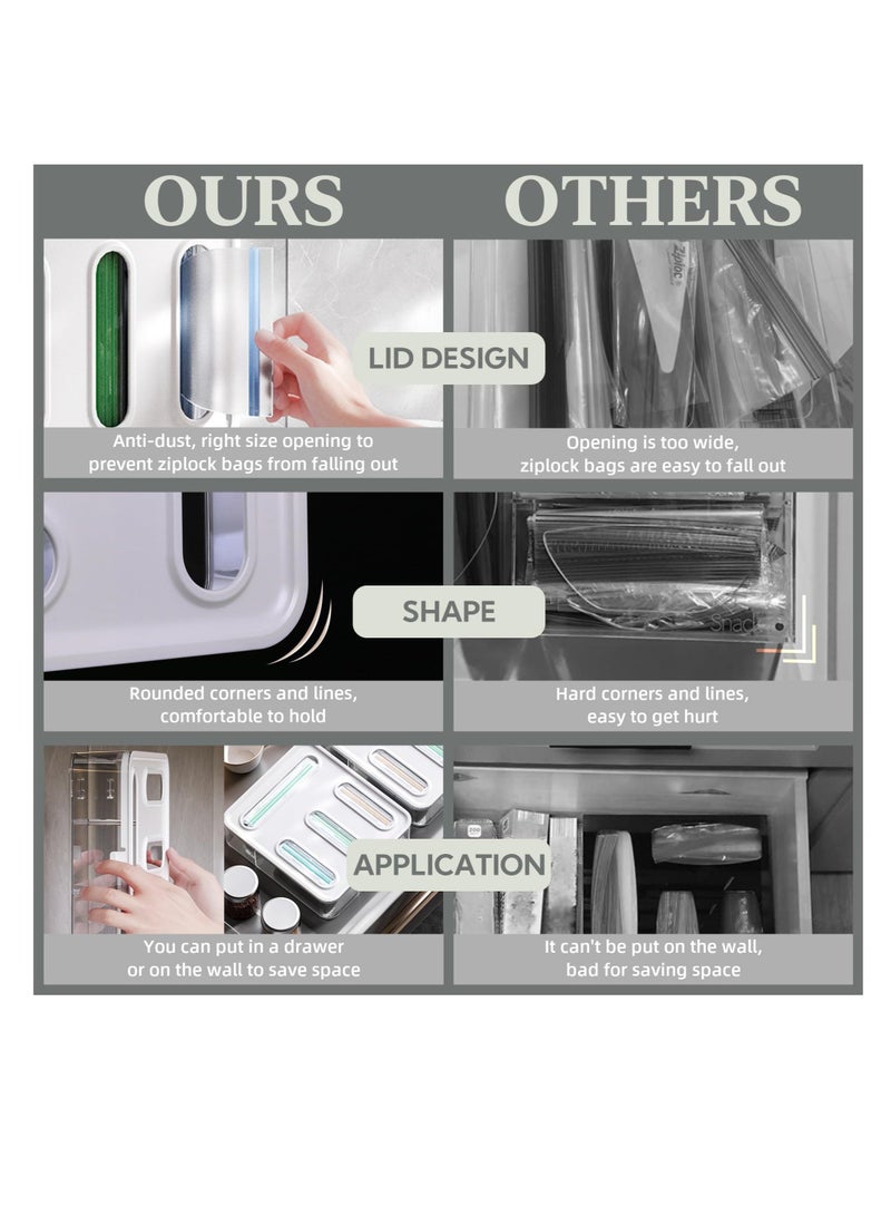 Ziplock Bag Organizer, Plastic Food Storage Bag Holder, Acrylic Zip Lock Bag Organizer, complicate with Gallon, Quart, Sandwich, Snack, and Slider Bags (Acrylic)  - Image 5