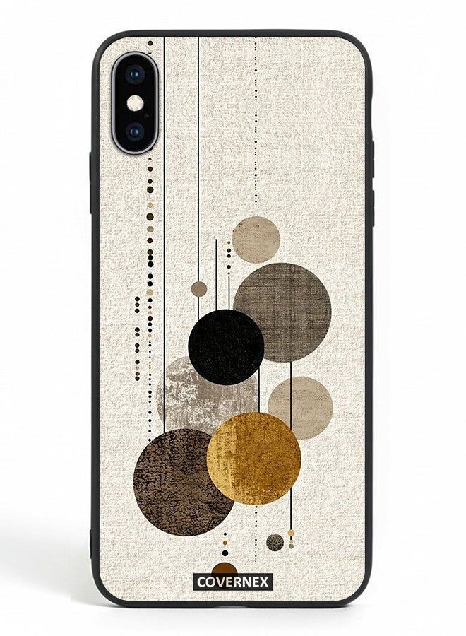 Covernex Apple iPhone X Protective Case Cover Printed Featuring Neutral Tones Circular and Linear Art - Image 2
