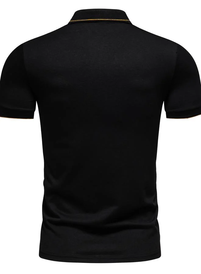 Take Two Black Men Black Slim Fit Polo with Minimal Print for Men | Best Price UAE