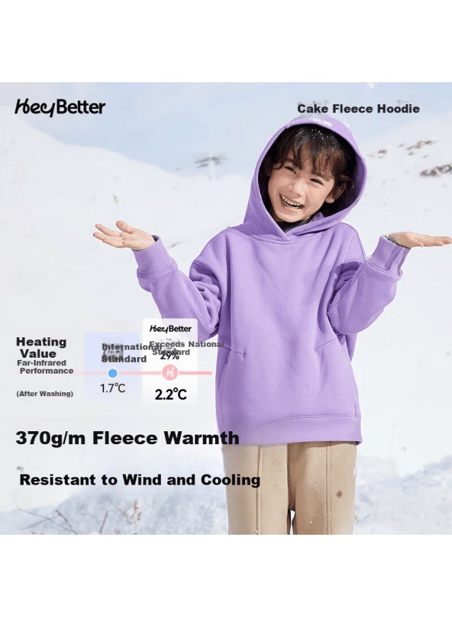 Heybetter Kids Fleece Thickened Hooded Sweatshirt Warm Boys Girls Autumn Winter Jacket Avocado (gray) Size 140 - Image 1