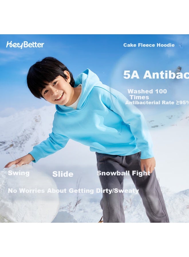 Heybetter Kids Fleece Thickened Hooded Sweatshirt Warm Boys Girls Autumn Winter Jacket Avocado (gray) Size 140 - Image 2