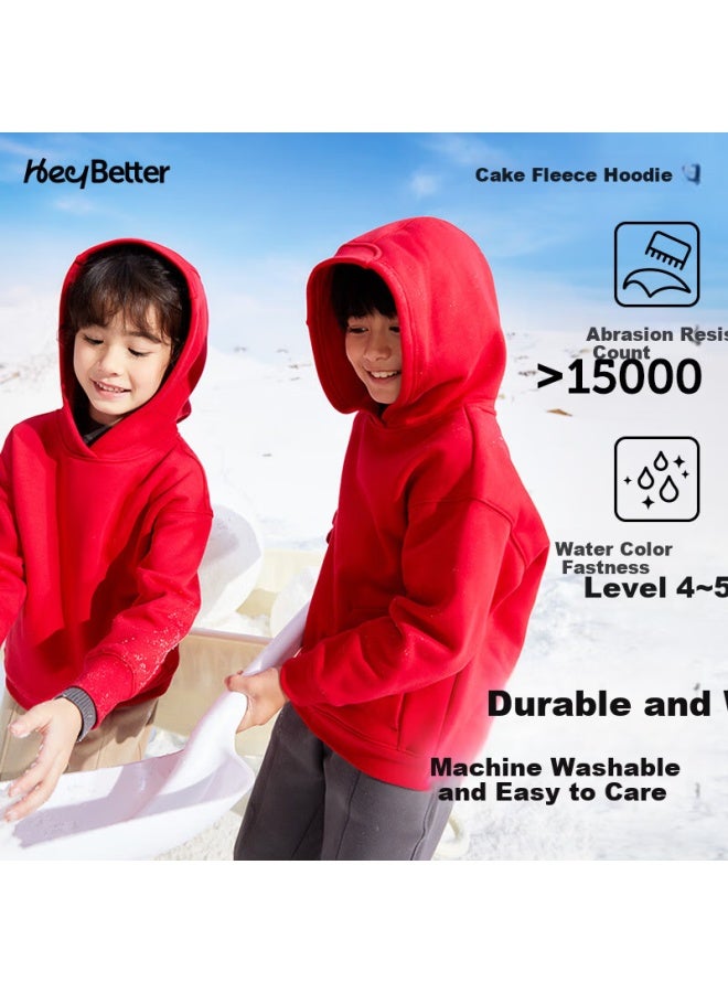 Heybetter Kids Fleece Thickened Hooded Sweatshirt Warm Boys Girls Autumn Winter Jacket Avocado (gray) Size 140 - Image 3