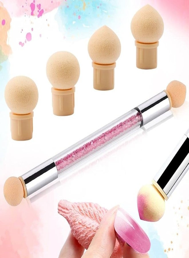 Ruby Face Rubyface Sponge Nail Art Tool Pen Dual Head Nail Sponge Brush Picking Dotting Gradient Ombre Nail Pen Brush with 4 Replacement Heads - Image 1