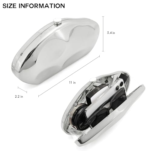 NEWROGENG Acrylic Clutch Purse for Women Evening Bag, Irregular Shell Acrylic Purse Box Clutch with Chain for Party Wedding Prom, Silver - Image 5