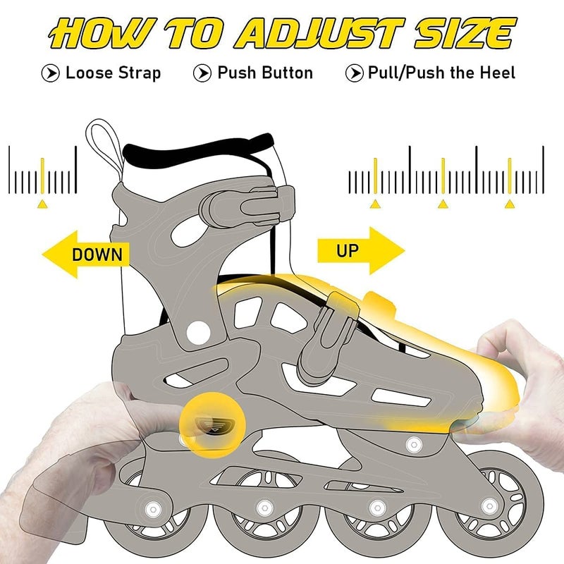HCN Inline Skates with PU Flashing Wheel Aluminum Body in-Line Skates with Size Adjustable with LED Flash Lights Set for Boys Kids and Girls Length for Age 8-16 Years (Pink) - Image 4