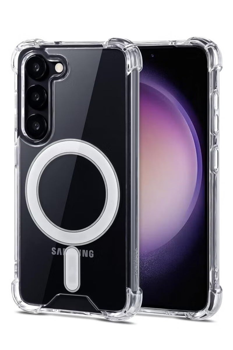 أوميكسبرو جراب مغناطيسي لهاتف Samsung Galaxy S23 Plus مقاس 6.6 بوصة متوافق مع الشحن اللاسلكي MagSafe، غطاء ممتص للصدمات للهاتف، ظهر شفاف مضاد للخدش - Image 1
