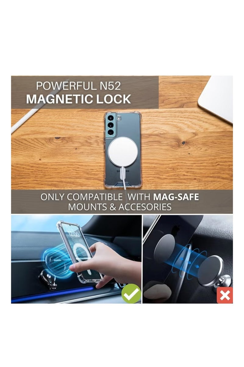 أوميكسبرو جراب مغناطيسي لهاتف Samsung Galaxy S23 Plus مقاس 6.6 بوصة متوافق مع الشحن اللاسلكي MagSafe، غطاء ممتص للصدمات للهاتف، ظهر شفاف مضاد للخدش - Image 2