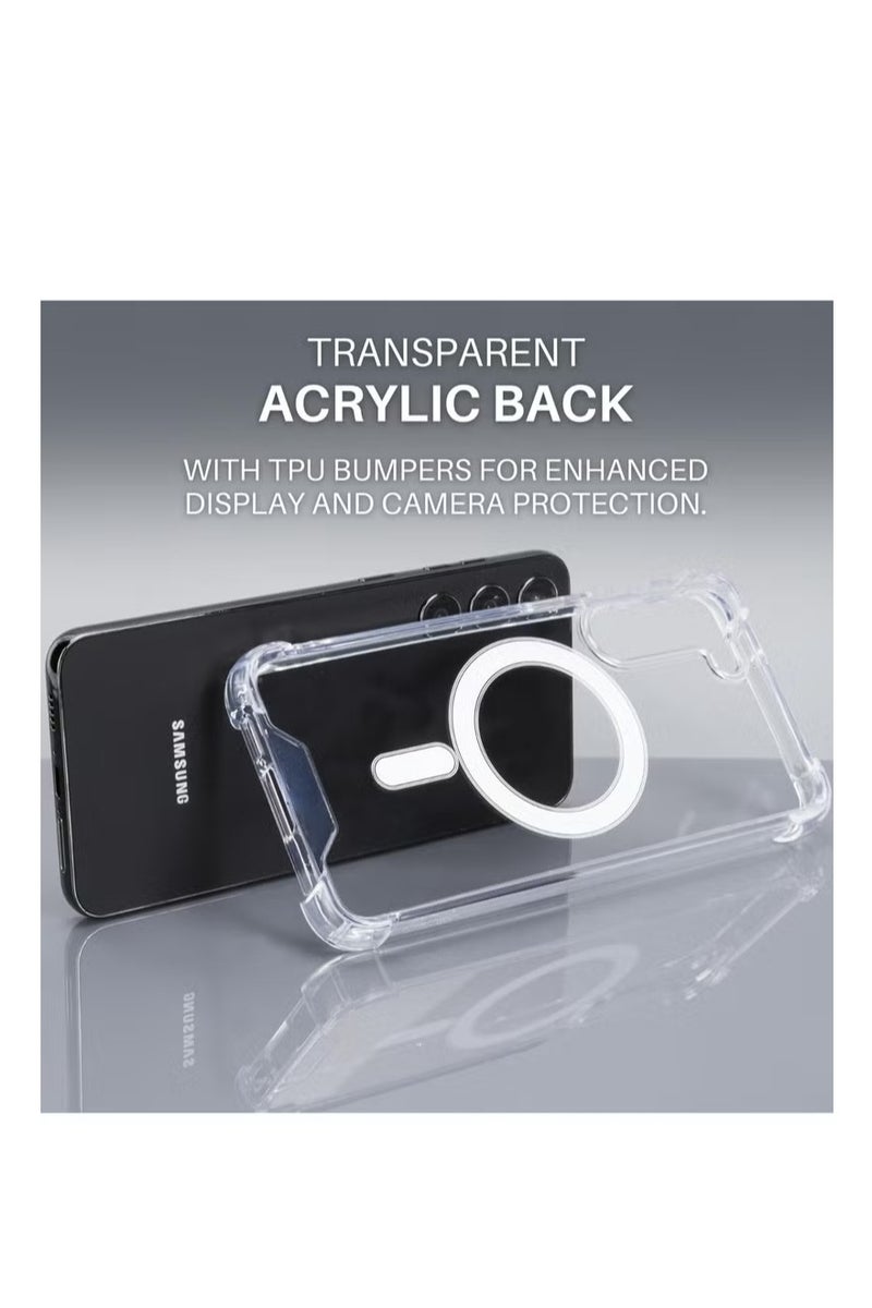 أوميكسبرو جراب مغناطيسي لهاتف Samsung Galaxy S23 Plus مقاس 6.6 بوصة متوافق مع الشحن اللاسلكي MagSafe، غطاء ممتص للصدمات للهاتف، ظهر شفاف مضاد للخدش - Image 4