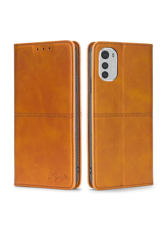 S-TOP Case For Motorola Moto E32 4G Cow Texture Magnetic Horizontal Flip Leather Phone Case - Image 1