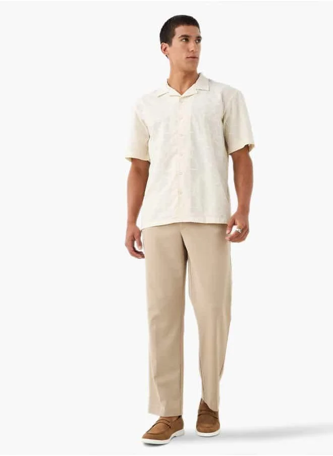 ايكونيك Iconic All-Over Embroidered Camp Collar Shirt