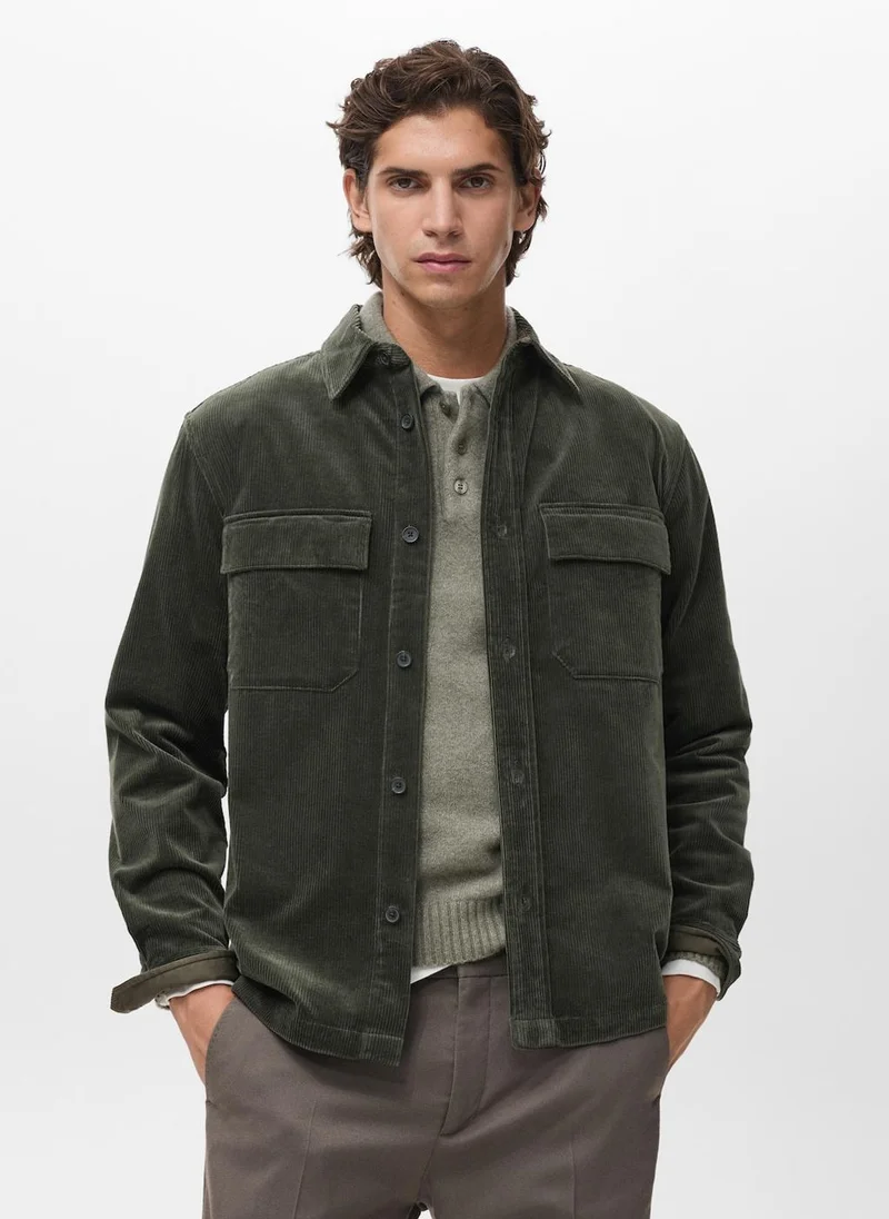 Mango Man Corduroy overshirt with pockets