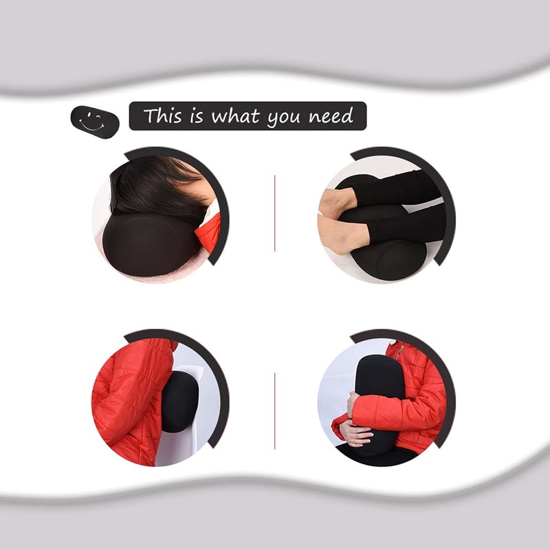 Keenso Roll Cervical SupportMini Round Neck RollSoft Microbead Pillow for Spine and Neck SupportSoft Filler3014CM Black - Image 5