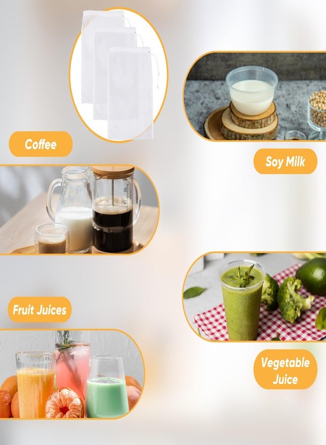 Yolev 6 Pack Nut Milk Bag Reusable Nylon Cheese Cloth Bag for Straining Washable Nut Bag Strainer 12×8 In Fine Mesh Bag Strainer for Straining Fruit Juice Coffee Tea Yogurt Cheese Tofu Cold Brew Filter Bag - Image 4