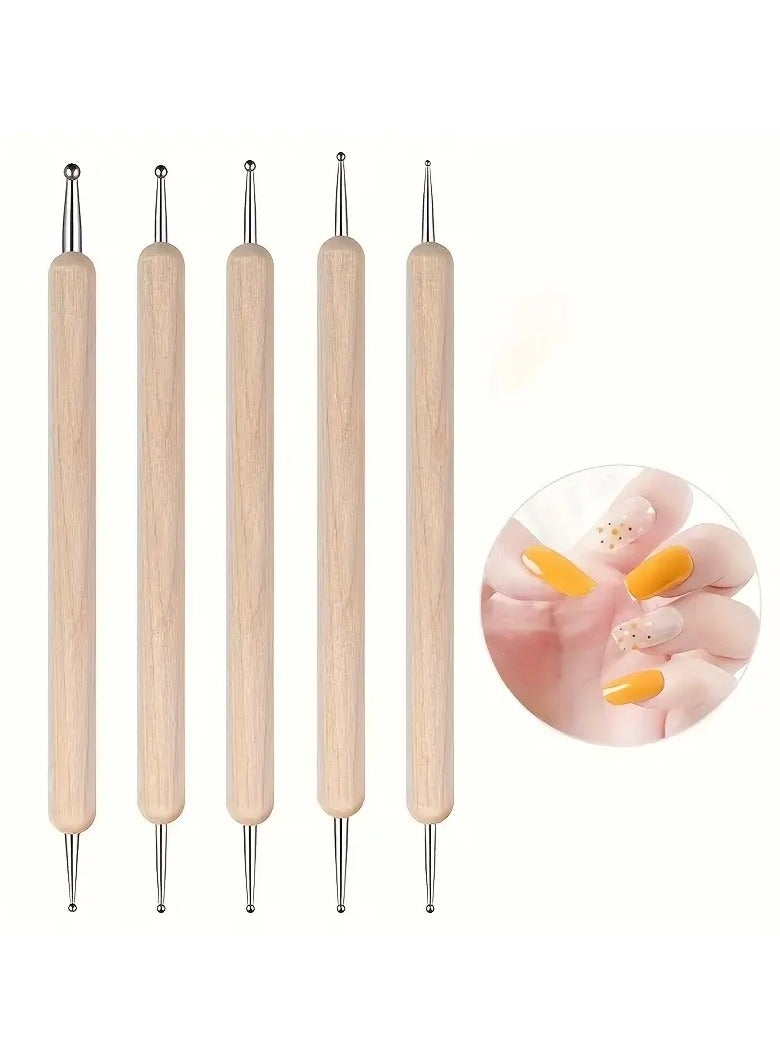 Goolsky Wooden Nail Dotting Pens, Double-Ended Design, Manicure & Pedicure Tool, Beginner-Friendly, Dual-Use For Dotting & Rhinestone Application, Nail Art Decoration Kit - Image 4