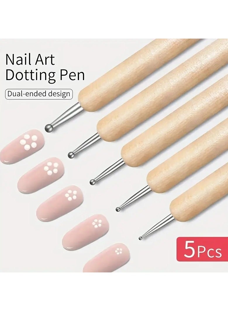 Goolsky Wooden Nail Dotting Pens, Double-Ended Design, Manicure & Pedicure Tool, Beginner-Friendly, Dual-Use For Dotting & Rhinestone Application, Nail Art Decoration Kit - Image 2