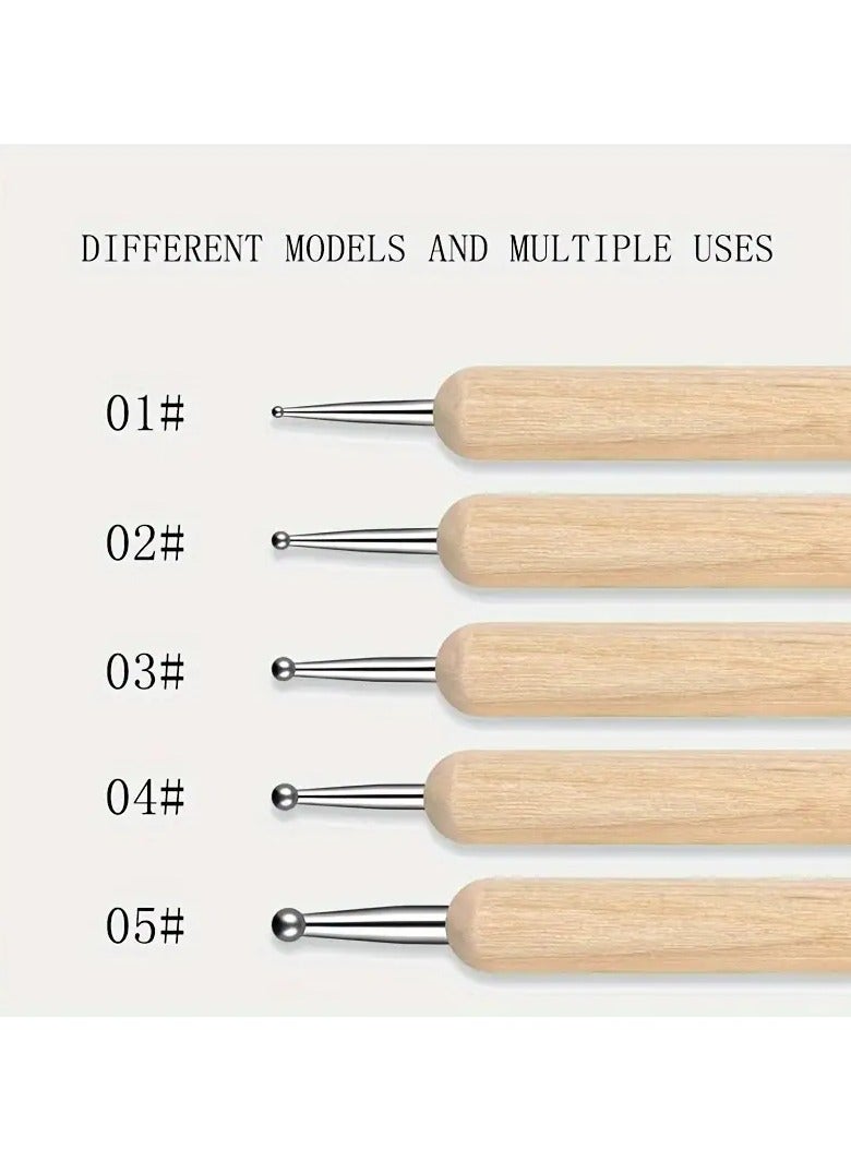 Goolsky Wooden Nail Dotting Pens, Double-Ended Design, Manicure & Pedicure Tool, Beginner-Friendly, Dual-Use For Dotting & Rhinestone Application, Nail Art Decoration Kit - Image 5