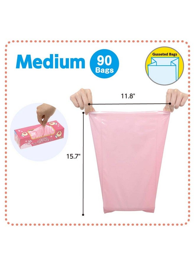 بوس أكياس التخلص من حفاضات الأطفال BOS Amazing Odor Sealing - متينة وغير معطرة [المقاس: M، اللون: وردي] (90 كيسًا، عبوة من قطعة واحدة) (90 كيسًا) - Image 1