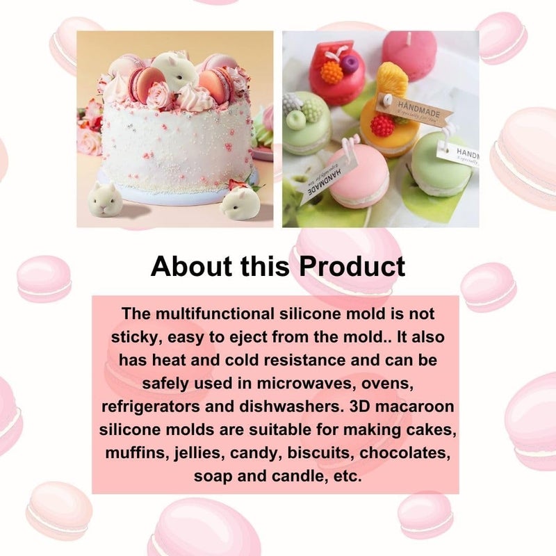 Skytail قوالب سيليكون ماكرون 3D سكاي تايل لصنع الشموع على شكل ماكرون، شموع معطرة، شمع الصويا، حلوى، شمع ذائب، أروماثيرابي، شوكولاتة، زينة كعكة، قوالب كعك DIY، صابون صغير، حرف ريزين، طين. - Image 3
