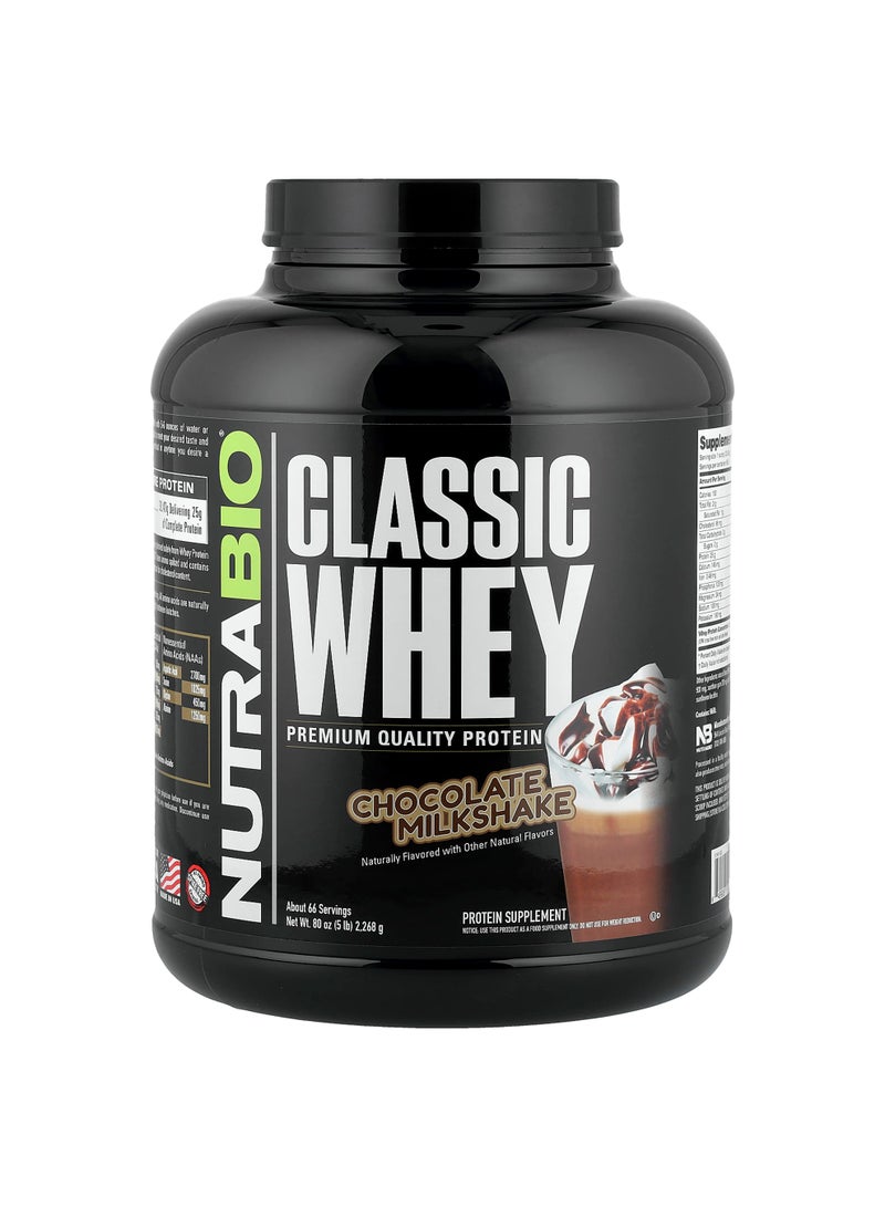 NutraBio Classic Whey Protein, Chocolate Milkshake, 5 lbs (2,268 g)