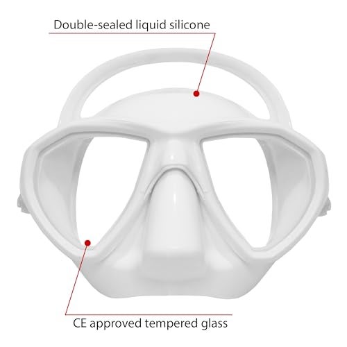 SAEKODIVE Mermea Diving Mask AntiFog Tempered Glass AntiLeak Silicone Skirt Scuba Mask Dive Mask Freediving Mask Spearfishing Mask Snorkel Mask for Adults White - Image 3