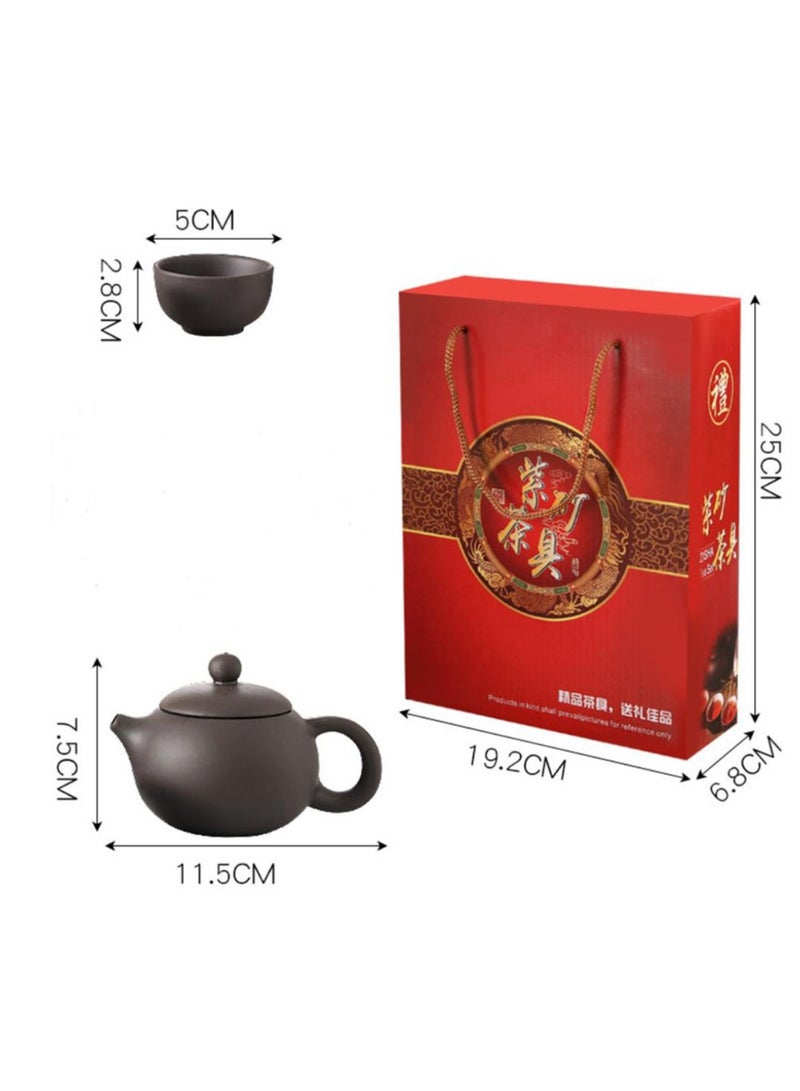 Jingke Zisha Tea Set Gift Set Chinese Yixing Xishi Teapot Kung Fu Tea Set Exquisite Ceramic Tea Set,A Pot Of Four Cups Red 180ml - Image 3