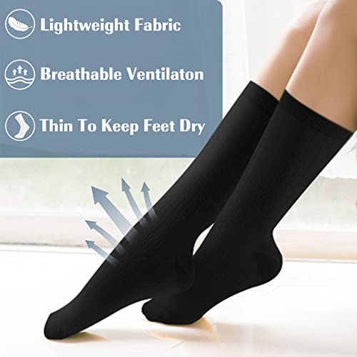 CTHH Compression Crew Socks for Women Thin Lightweight (15-20 mmHg) for Athletic Nurse Circulation Support Socks, 4 Pairs/Black - Image 5