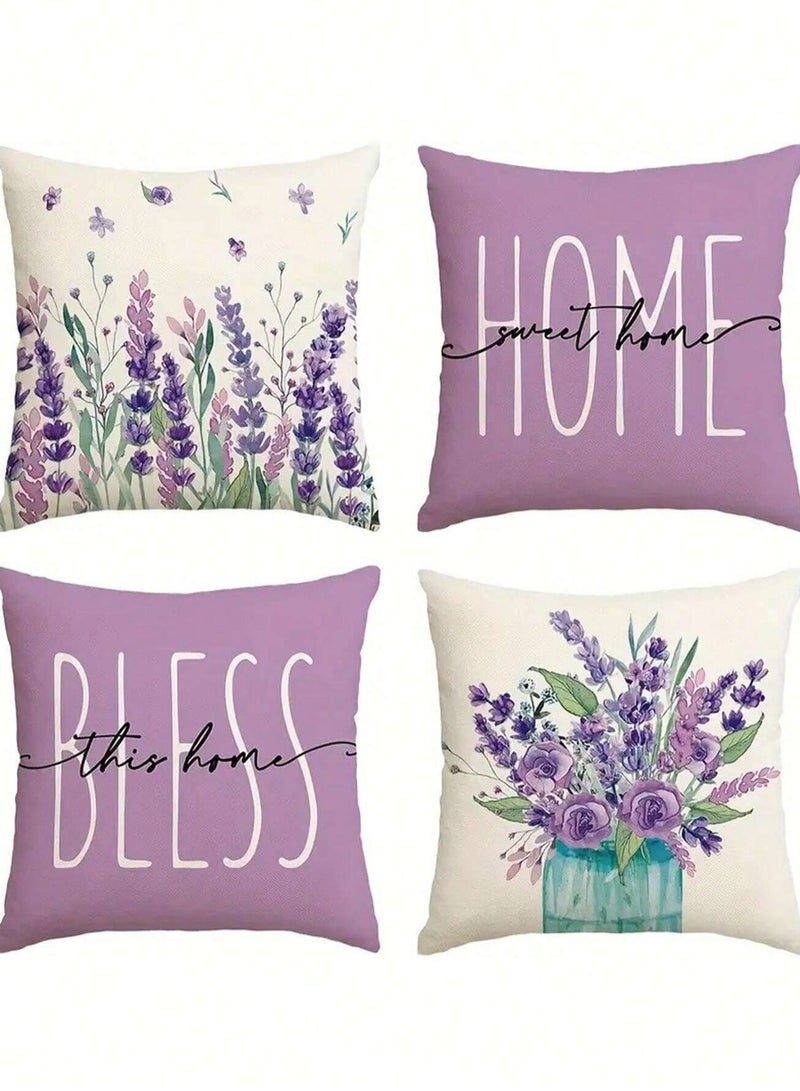 Cushion cover set of 4 pieces, bright and solid colors, size 45 cm x 45 cm, without filling  - Image 1