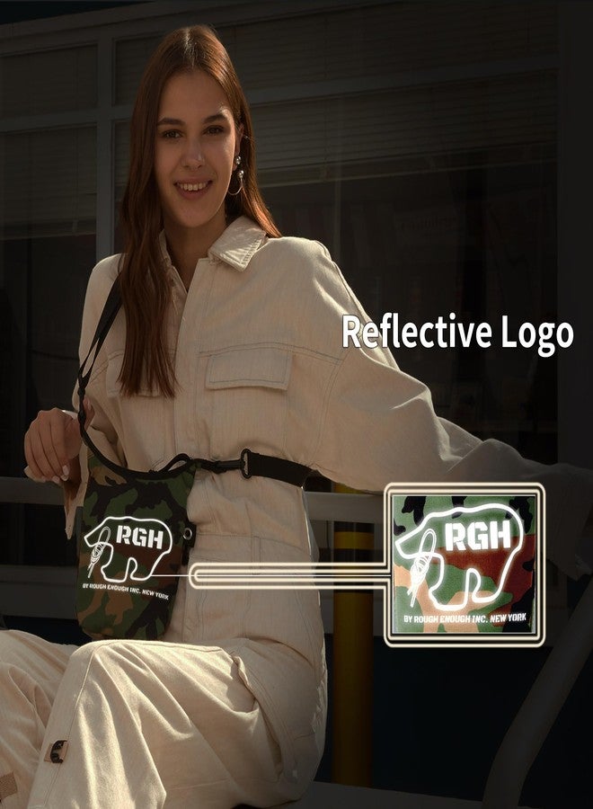 RE ROUGH ENOUGH Rough Enough Small Purse Cell Phone Crossbody Bag for Women Men Preppy Teens, Weather Resistant Cordura, Camo Army Green, Travel Dog Walking EDC - Image 3