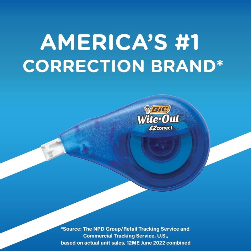 BIC White Out Tape- Tear Resistant, Clear Dispenser EZ Correct Correction Tape - 39.3 Feet Each - Pack of 7 - Image 2