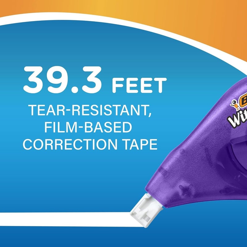 BIC White Out Tape- Tear Resistant, Clear Dispenser EZ Correct Correction Tape - 39.3 Feet Each - Pack of 7 - Image 4