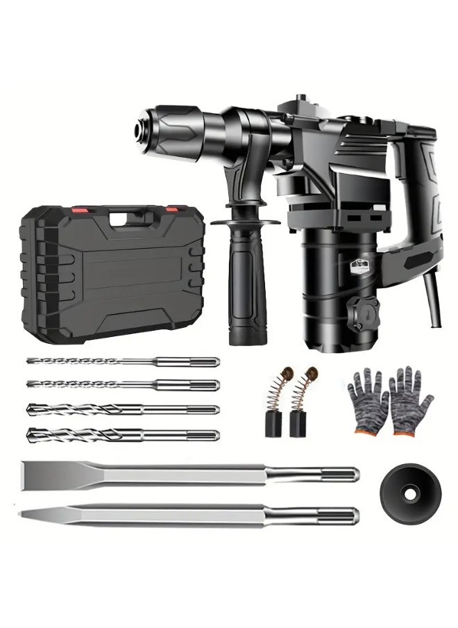 Generic Heavy-Duty 220V Electric Hammer Drill with Accessories - Includes Bits, Screws, and Gloves - Ideal for Demolition and Wall Breaking - Corded Tool with European Plug, Construction Equipment | Heavy Duty Drill | Durable Construction  - Image 1