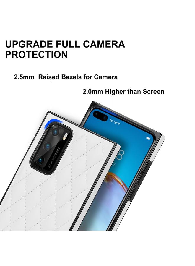 اس-توب جراب لهاتف Huawei P40 أنيق من الجلد المصنوع من الألياف الدقيقة بنمط معيني + جراب مقاوم للصدمات من مادة TPU مع حزام كتف سلسلة - Image 5