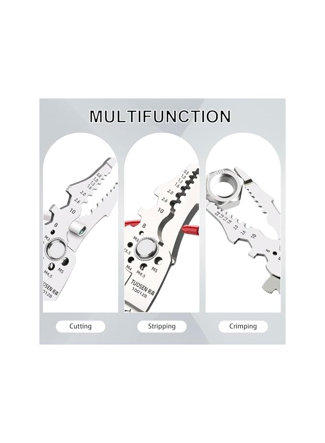 promass Multifunctional Wire Stripper Crimper Cable Cutter Pliers, Professional Electrical Wire Stripping Tool, Multipurpose Wire Stripper for Electrical Cable Cutting - Image 4