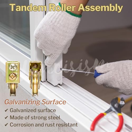 Lancisism 2Pcs Sliding Door Tandem Roller, Heavy-Duty 1-1/4 Inch Sliding Door Tandem Roller Assembly Sliding Glass Door Rollers Replacement, 120kg/265lbs Load Capacity for Sliding Glass Door Screen - Image 4