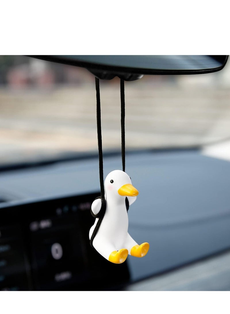 Car Decoration Super Cute Swinging Duck Car Mirror Hanging Ornament Car Interior Accessories - Image 1