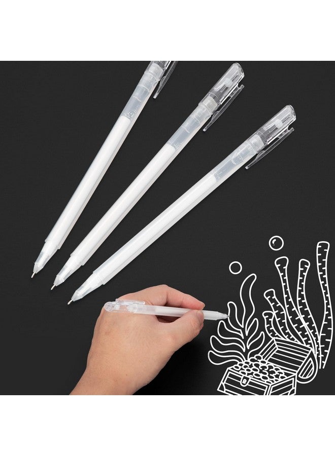 مجموعة أقلام جل بيضاء مكونة من 3 قطع من أقلام الحبر الأبيض برأس 0.6 مم للورق الأسود للرسم الفني والكتابة اليومية (Sa06-3) - Image 1