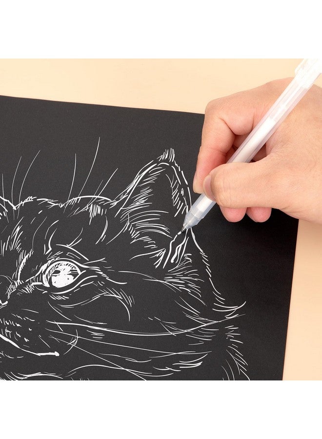 مجموعة أقلام جل بيضاء مكونة من 3 قطع من أقلام الحبر الأبيض برأس 0.6 مم للورق الأسود للرسم الفني والكتابة اليومية (Sa06-3) - Image 4